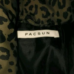 PACSUN Mens Greens Leopard Print NO HOODIE Puffer